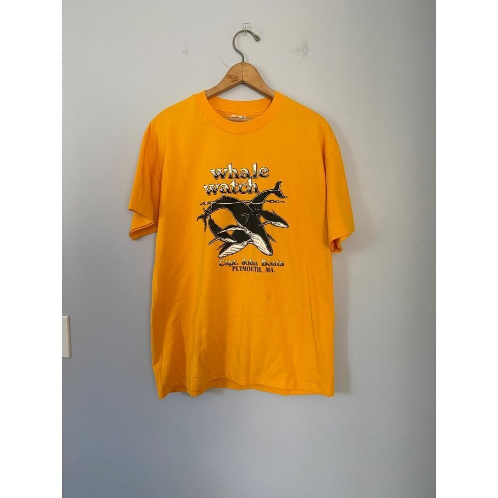 Vintage Whale Watch t-shirt Size Large Capt. John Boats in Plymouth, MA 90s Tour